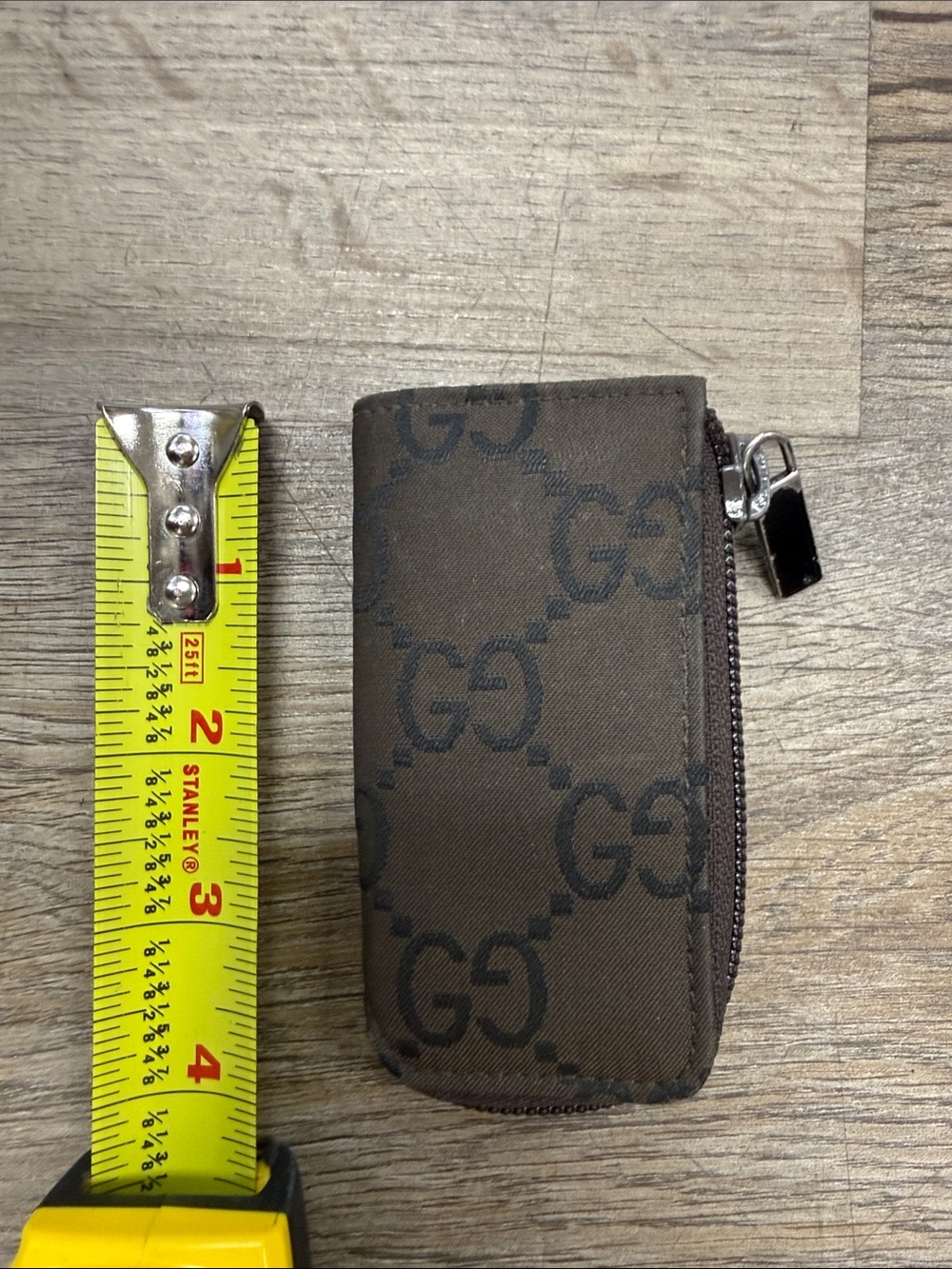 Gucci Brown GG Monogram Zip Key Holder